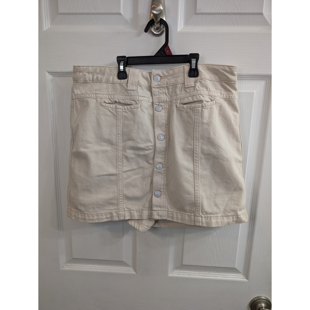 We The Free Midnight Sun Mid Rise Skort Women Cream Button Front - Size 32